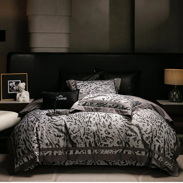 Dark Brown Print Zebra Patchwork Duvet Cover, 1000TC Egyptian Cotton Bedding Set